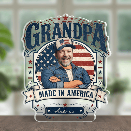 Personalized Grandpa Made In America Acrylic Plaque - Custom Photo Gift