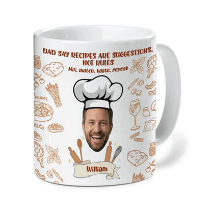 Custom Photo Dad Mug Recipes Are Suggestions Not Rules – Personalized Name Funny Father Gift Coffee Cup