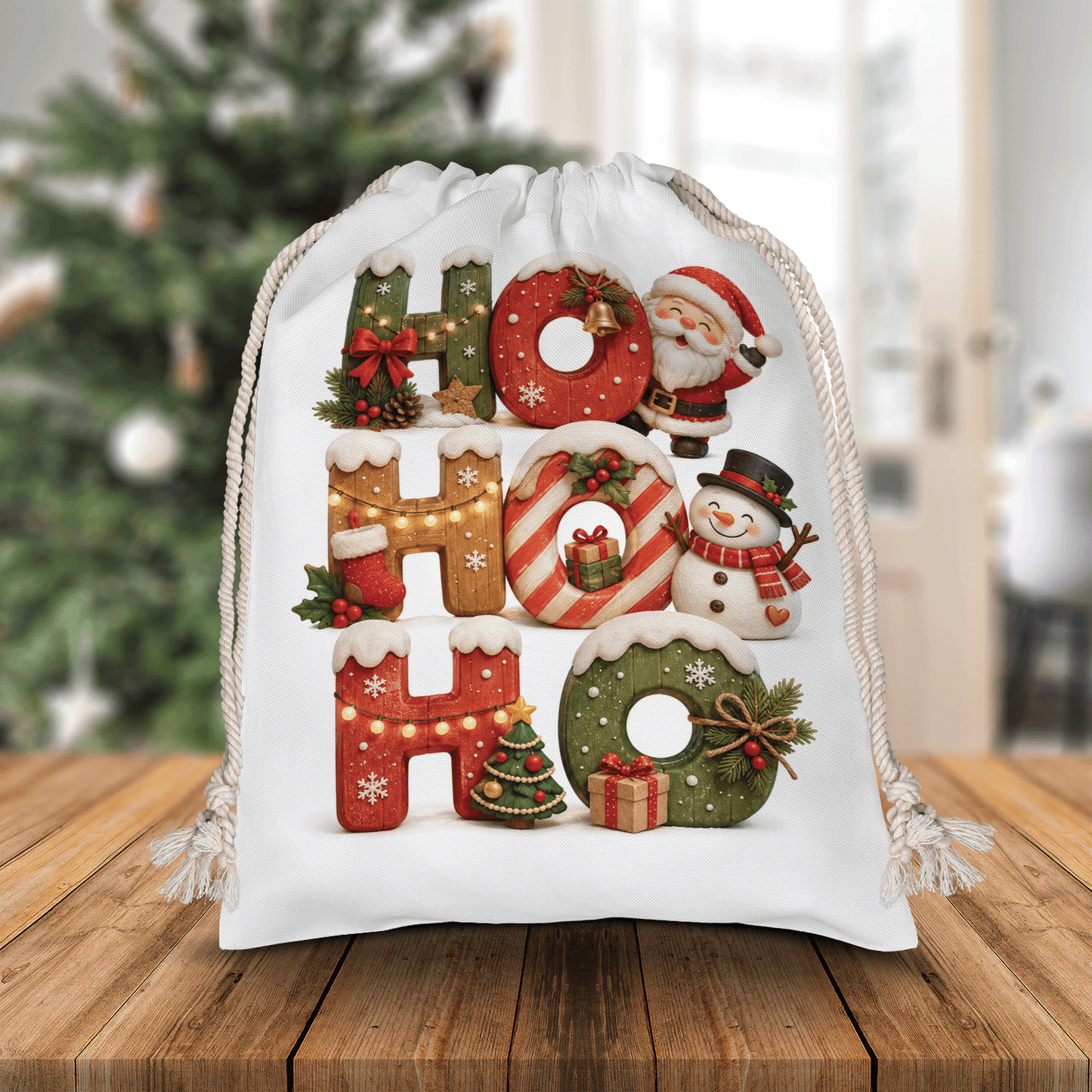 Personalized Ho Ho Ho Christmas Sack with Custom Name
