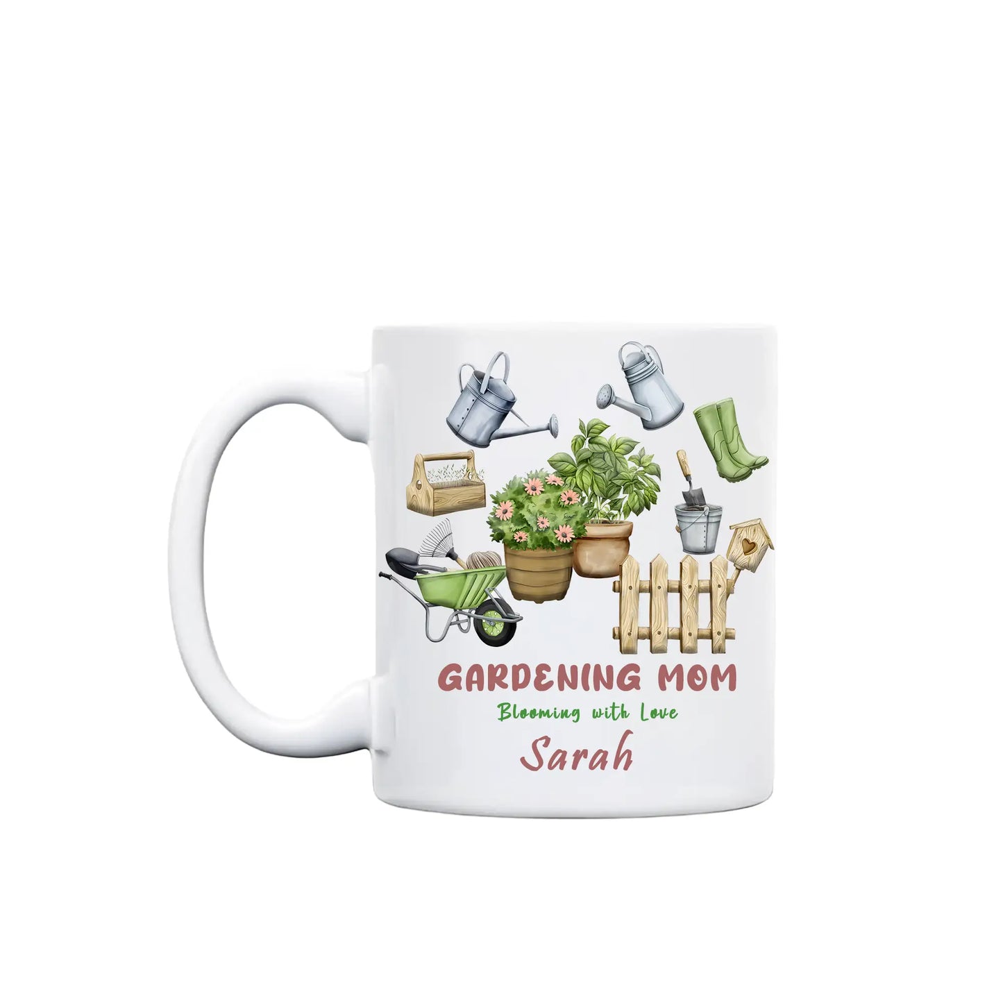 Blooming Garden Love Design – Personalized Gardening Mom Mug – Birthday or Mother’s Day Gift for Mom – Custom Name Plant Lover Mug