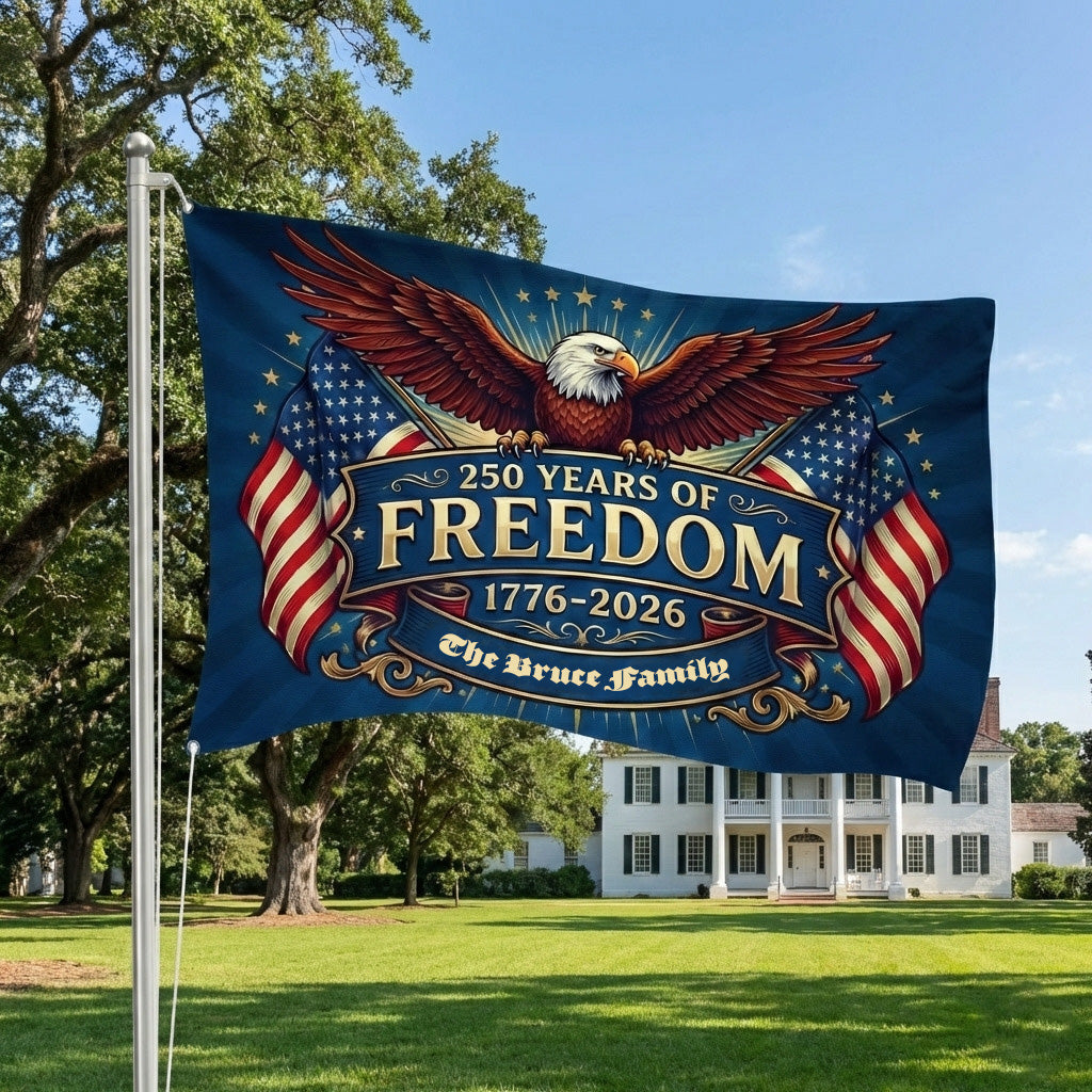 Personalized Family Name 250 Years Of Freedom Semiquincentennial Banner House Flag