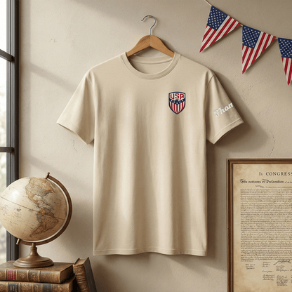 America 250th Anniversary Embroidered T-Shirt – Patriotic Family Keepsake Gift (1776–2026)