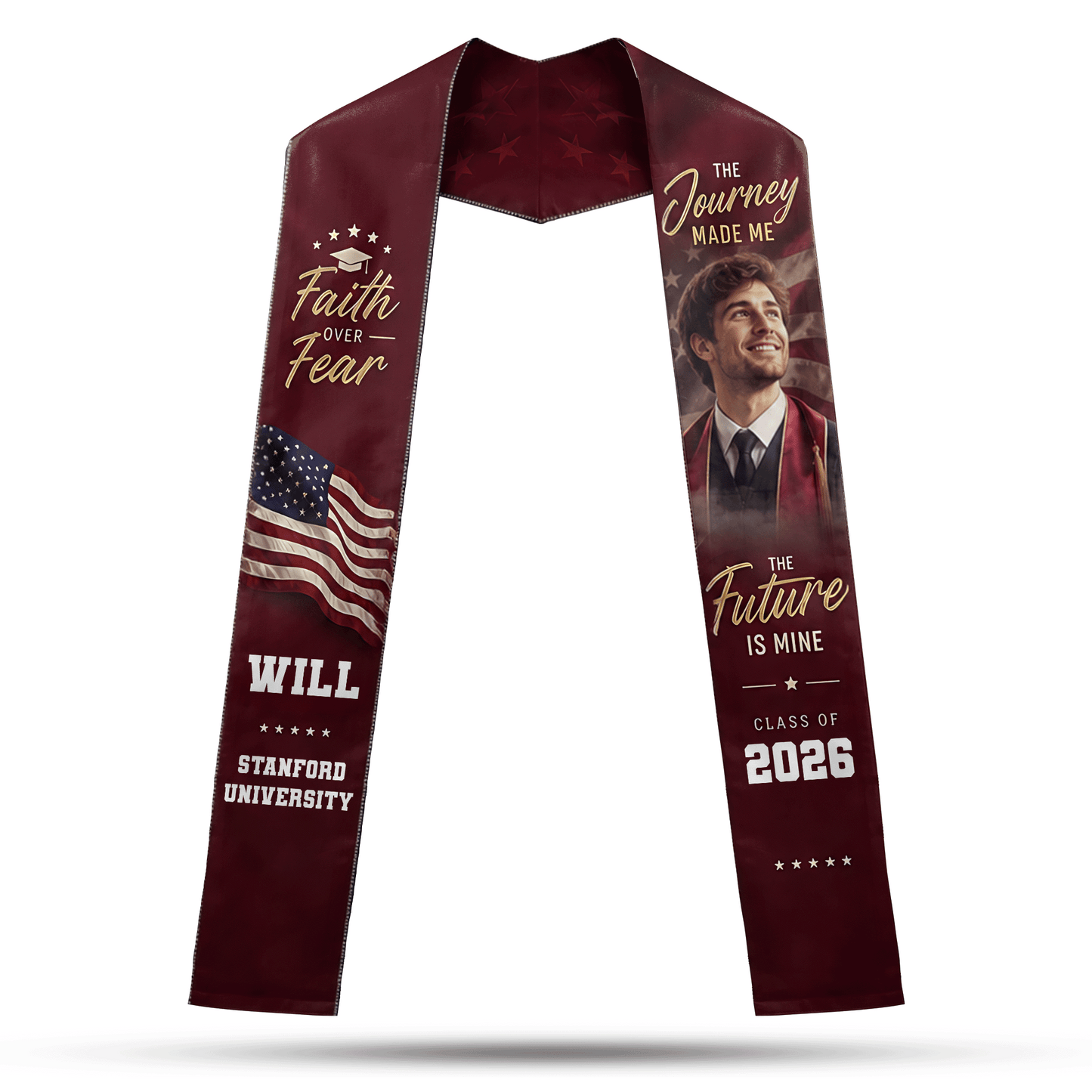 Personalized Faith Over Fear Graduation Stole – Custom Name