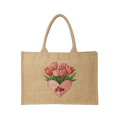 Personalized Wildflower Field Linen Handbag – Love & Togetherness Gift