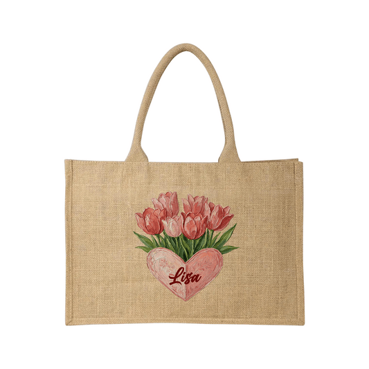 Personalized Wildflower Field Linen Handbag – Love & Togetherness Gift