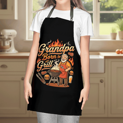 Grandpa Born to Grill Apron – Funny BBQ Grilling Apron Gift for Grandpa