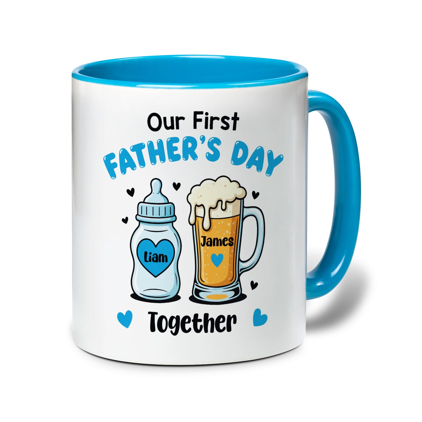 Personalized First Father’s Day Accent Mug with Custom Name – New Dad Gift Coffee Cup