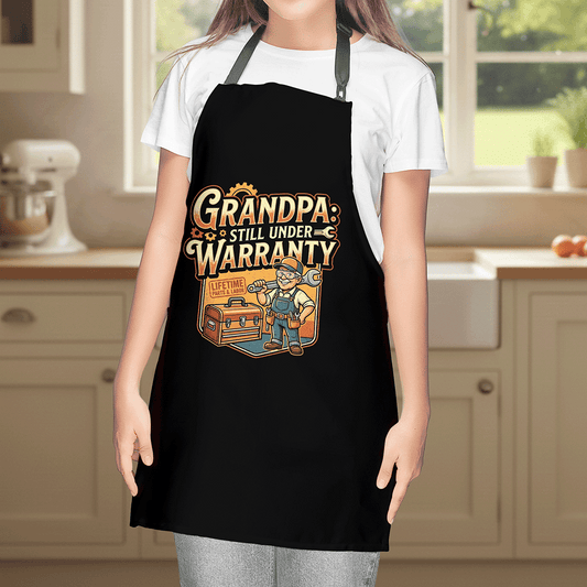 Grandpa Still Under Warranty Apron – Funny Grandpa BBQ & Cooking Apron Gift