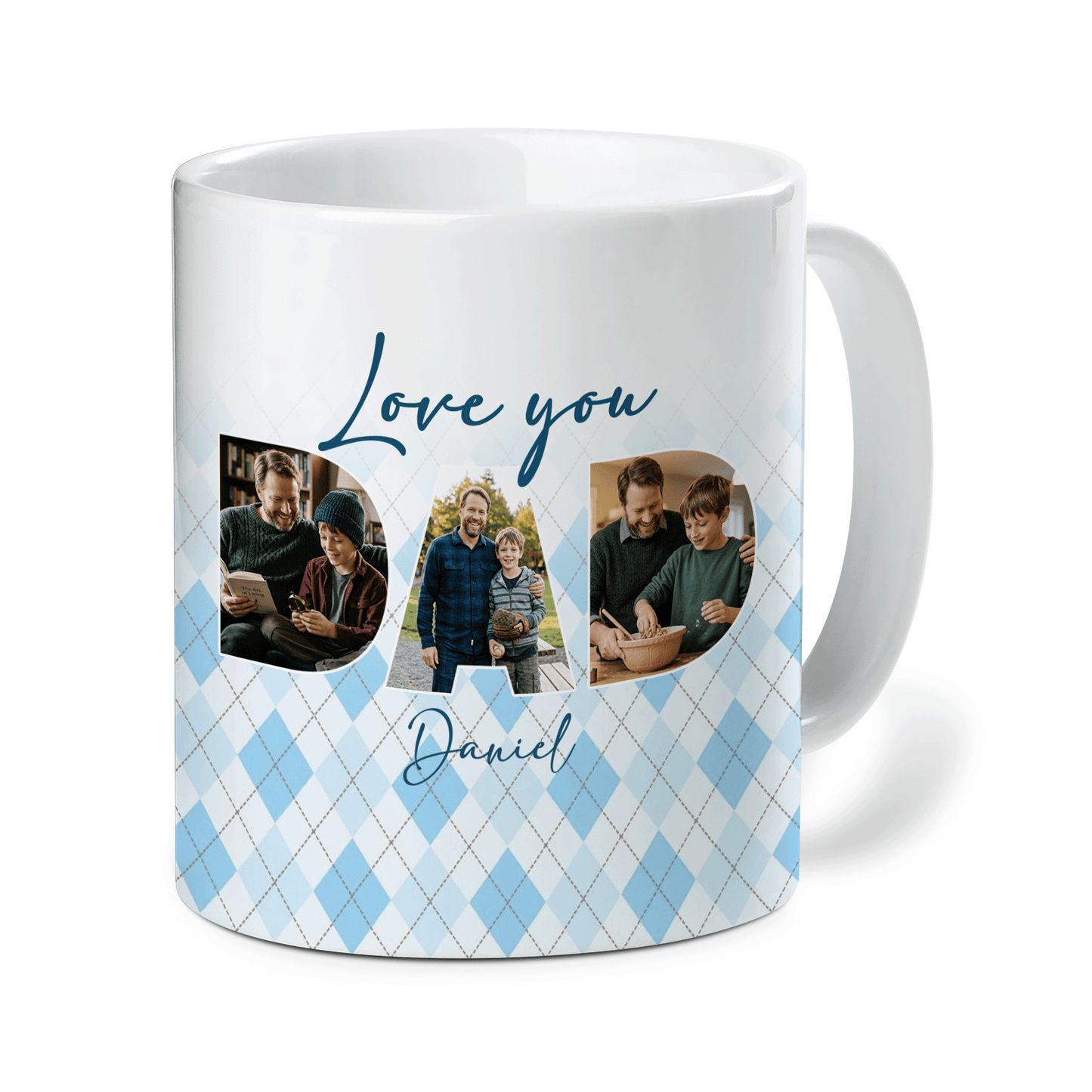 Personalized Love You Dad Photo Mug – Custom Name & Picture Coffee Cup for Father, Father’s Day Gift from Kids