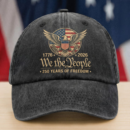 America 250th Celebration “We The People” Washed Denim Cap – Custom Name Independence Day Gift
