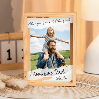 Always Your Little Girl I Love You Dad Photo Frame Light Box - Custom Photo LED Gift for Dad