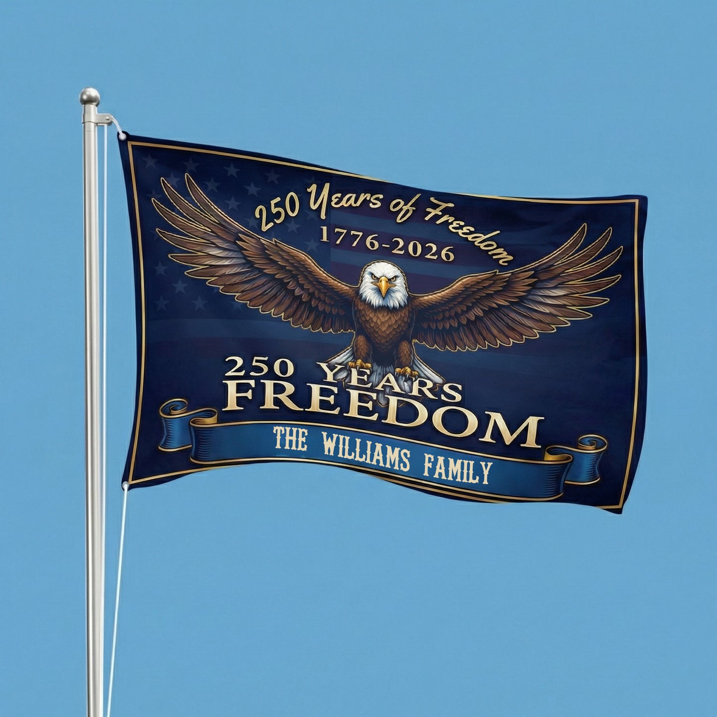 Personalized Family Name 250 Years of Freedom Patriotic Banner House Flag