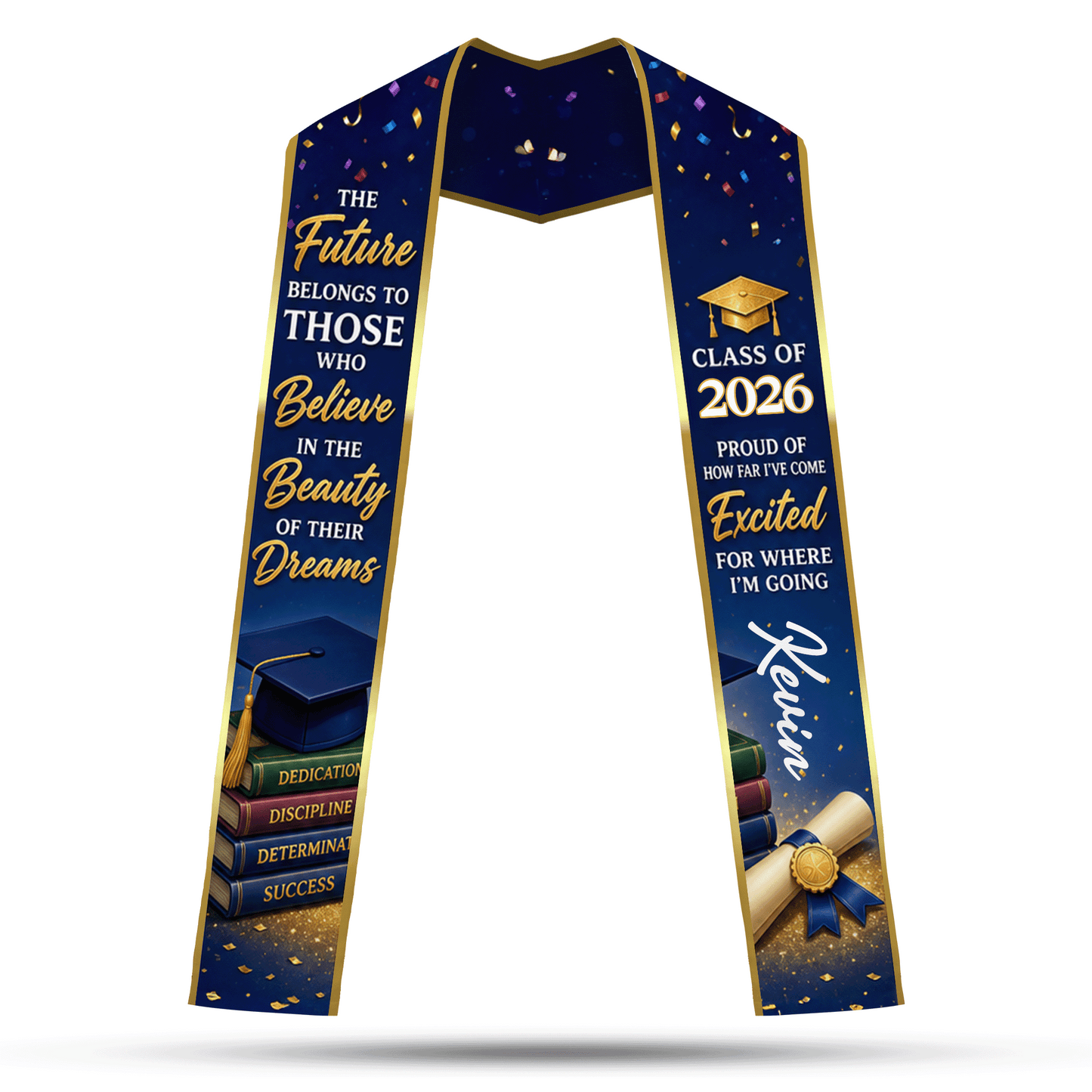 Personalized Proud of How Far I've Come Excited for Where I'm Going Graduation Stole – Custom Photo and Name