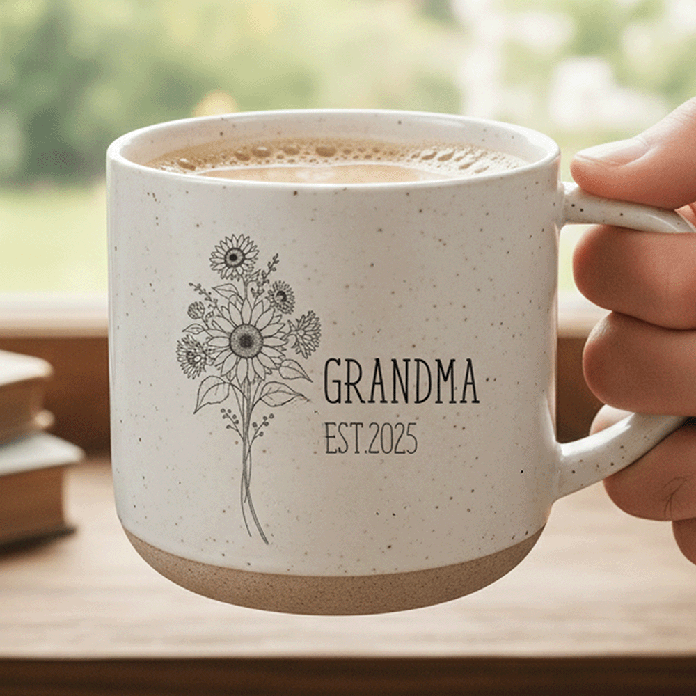 Bloom with Love – Meaningful Mother’s Day Gift for Mom – Personalized Engraved Flower Coffee Mug