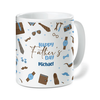 Personalized Happy Father’s Day Ceramic Mug Custom Name Gift for Dad Birthday Gift Idea