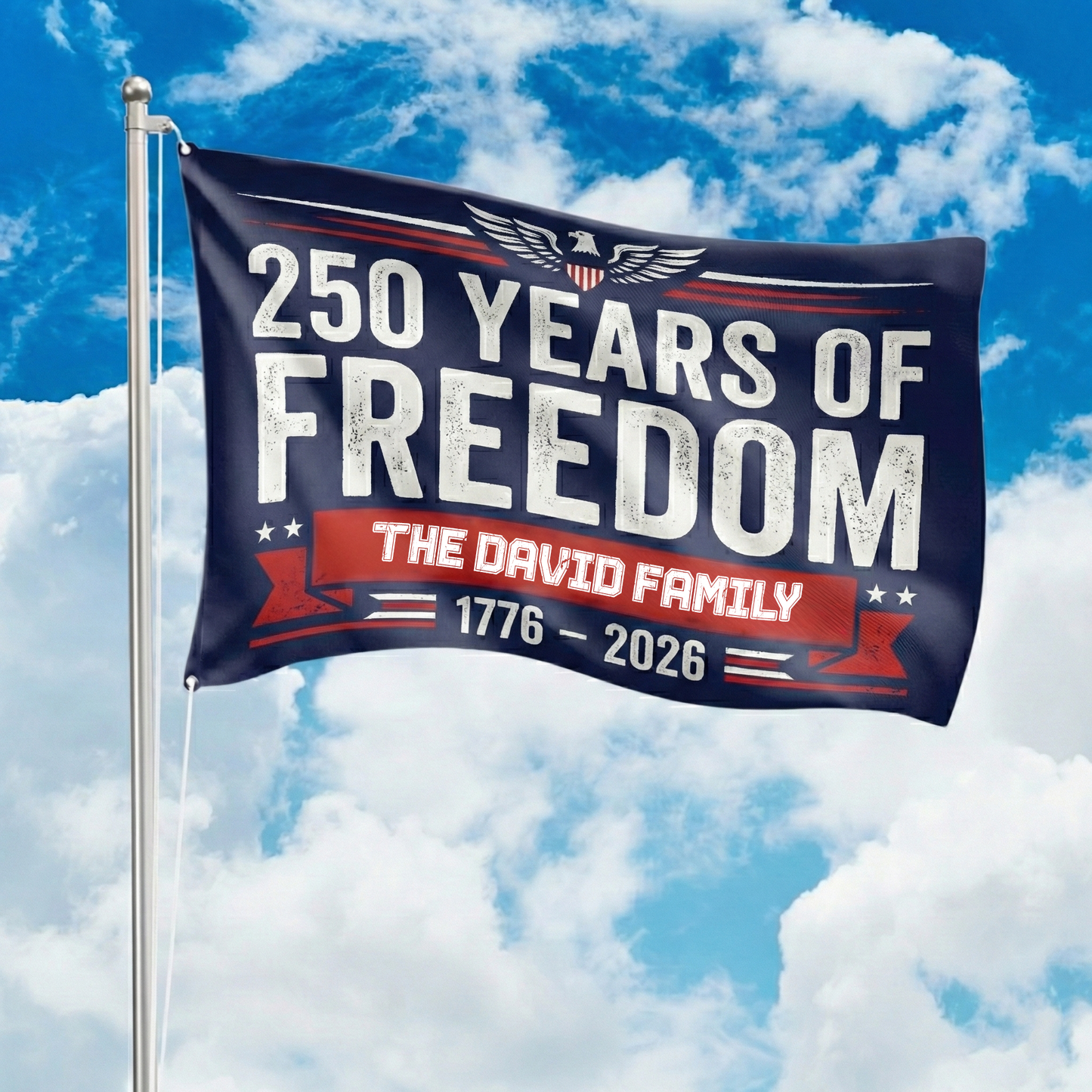Custom Family Name 250 Years Of Freedom 1776-2026 4th Of July Double-Sided Flag