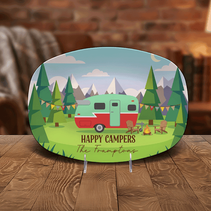 Personalized “Happy Camper” Decorative Plate – Custom Camping Family Keepsake