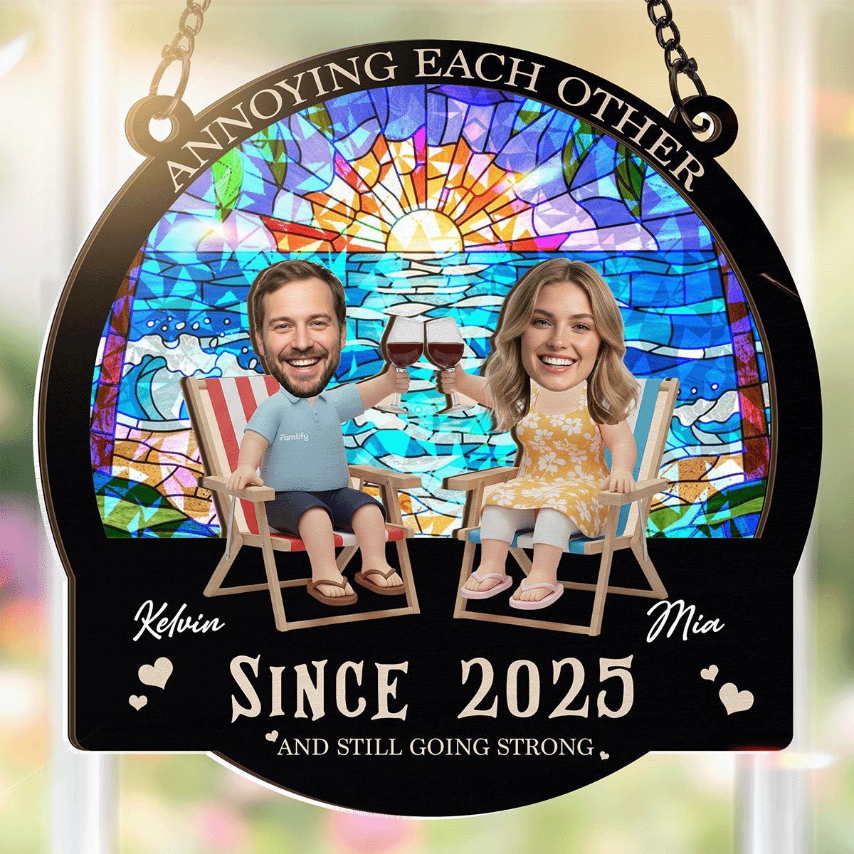 Annoying Each Other Forever – Funny Couple Gift for Couples – Personalized 2-Layer Stained Glass Suncatcher