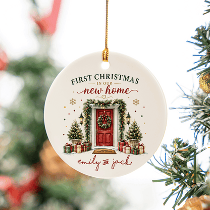 Personalized First Christmas in Our New Home Ceramic Ornament with Custom Name