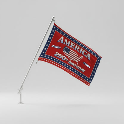 Custom Name 250th Anniversary USA House Flag Red