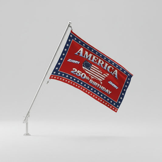 Custom Name 250th Anniversary USA House Flag Red