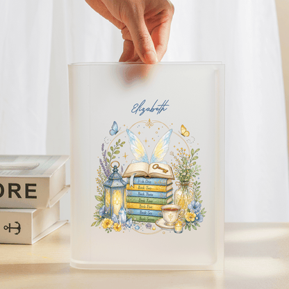 Personalized Book Stack Acrylic Book Vase, Custom Name Reading Flower Vase
