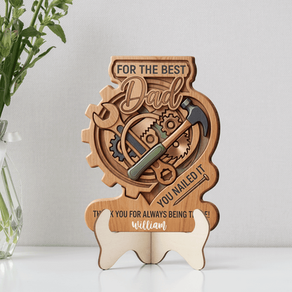 Personalized Dad Wooden Sign – Best Dad Ever “You Nailed It” Thank You Gift with Custom Name