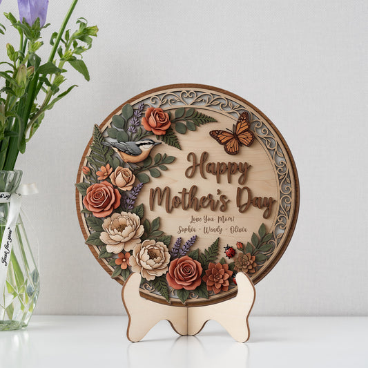 Purple Floral Mason Jar – Happy Mother’s Day Personalized Door Hanger – Gift for Mom Front Door Decor