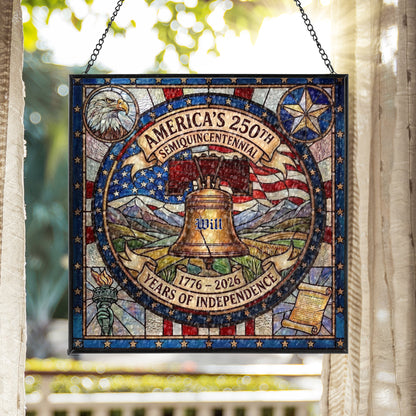Personalized America 250th Anniversary Stained Glass Suncatcher Liberty Bell Window Decor