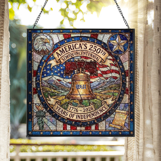 Personalized America 250th Anniversary Stained Glass Suncatcher Liberty Bell Window Decor