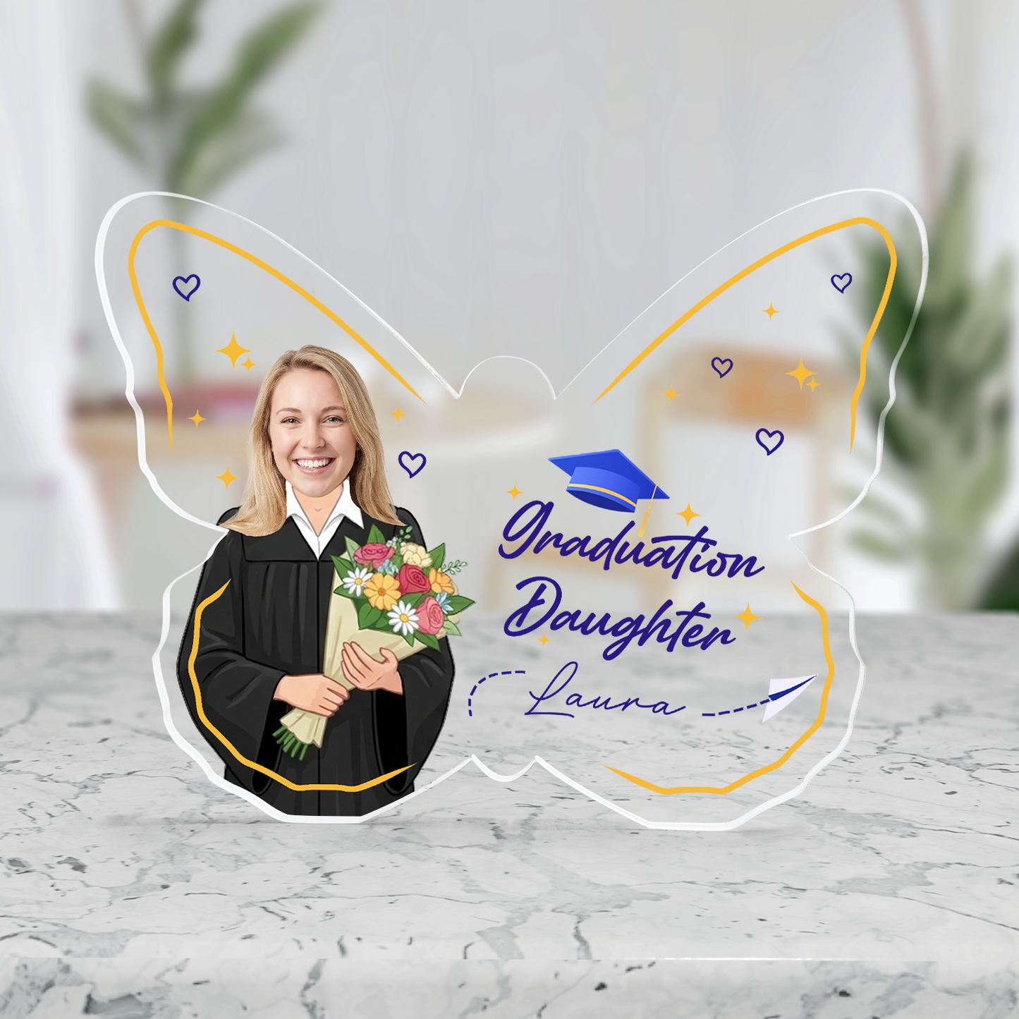 Personalized Graduation Daughter Butterfly Acrylic Plaque – Custom Photo Keepsake