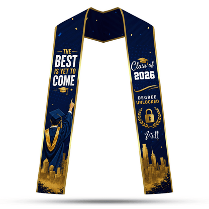 Personalized The Best Is Yet to Come Blue Graduation Stole – Custom Photo and Name