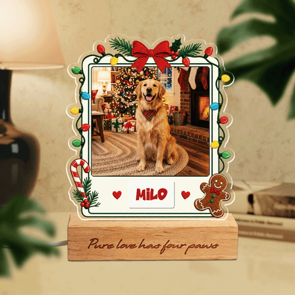 Personalized Pet Photo Christmas Night Light | Custom Pet Engraved Night Light