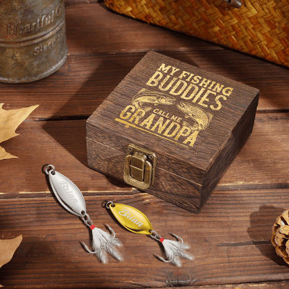 Personalized Fishing Lure & Gift Box for Grandpa – “My Fishing Buddies Call Me Grandpa” Custom Gift