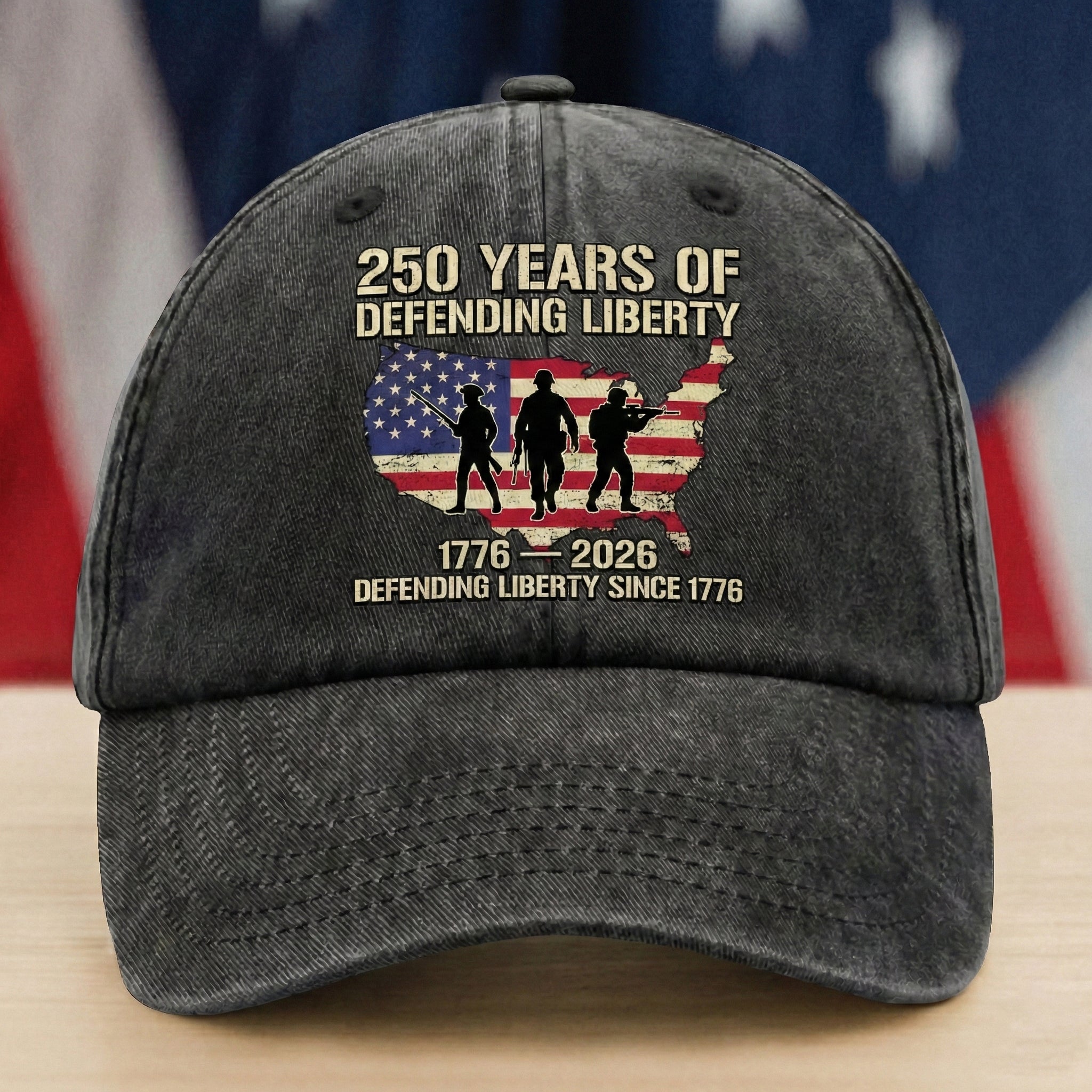 250 Years Of Defending Liberty Washed Denim Baseball Cap