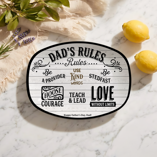 Family Rules Serving Platter – Personalized Family Name Plate | Love, Kindness & Forgiveness Keepsake | Housewarming Gift for Family