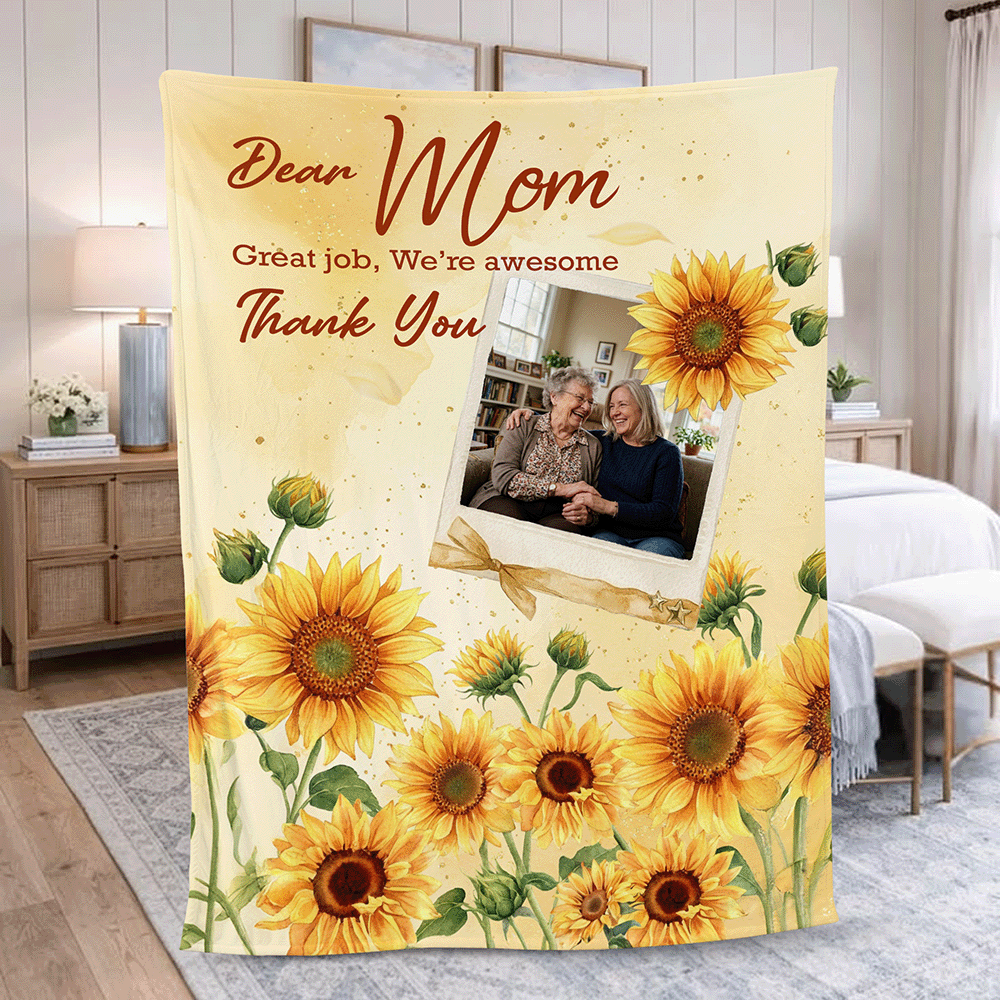 Personalized Mom Blanket – “Great Job Mom, We’re Awesome Thank You” Custom Gift