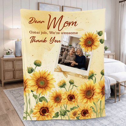 Personalized Mom Blanket – “Great Job Mom, We’re Awesome Thank You” Custom Gift