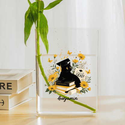 Personalized Congrats Grad Acrylic Book Vase with Custom Name
