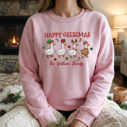 Personalized Happy Geesemas Christmas Family Sweatshirt