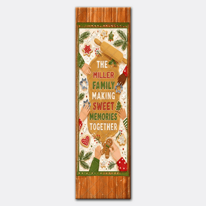 Personalized Christmas Baking Quilt Table Runner, Custom Family Name Making Sweet Memories Together Quilted Table Runner & Kitchen Decor