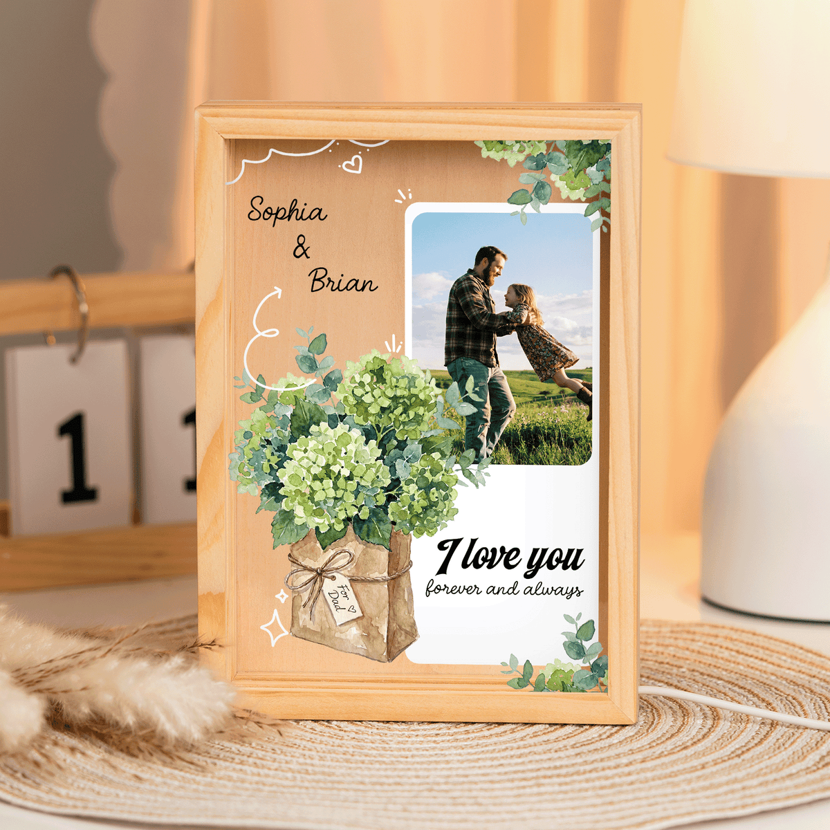 I Love You Forever and Always Photo Frame Light Box - Custom Photo LED Gift for Dad