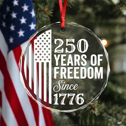 White USA 250th Anniversary Glass Ornament – Patriotic 1776–2026 Keepsake