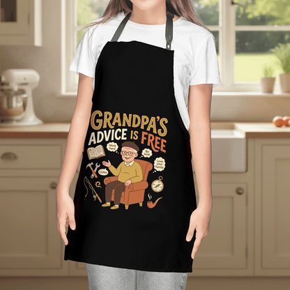 Grandpa's Advice Is Free Apron – Funny BBQ Grilling Apron Gift for Grandpa