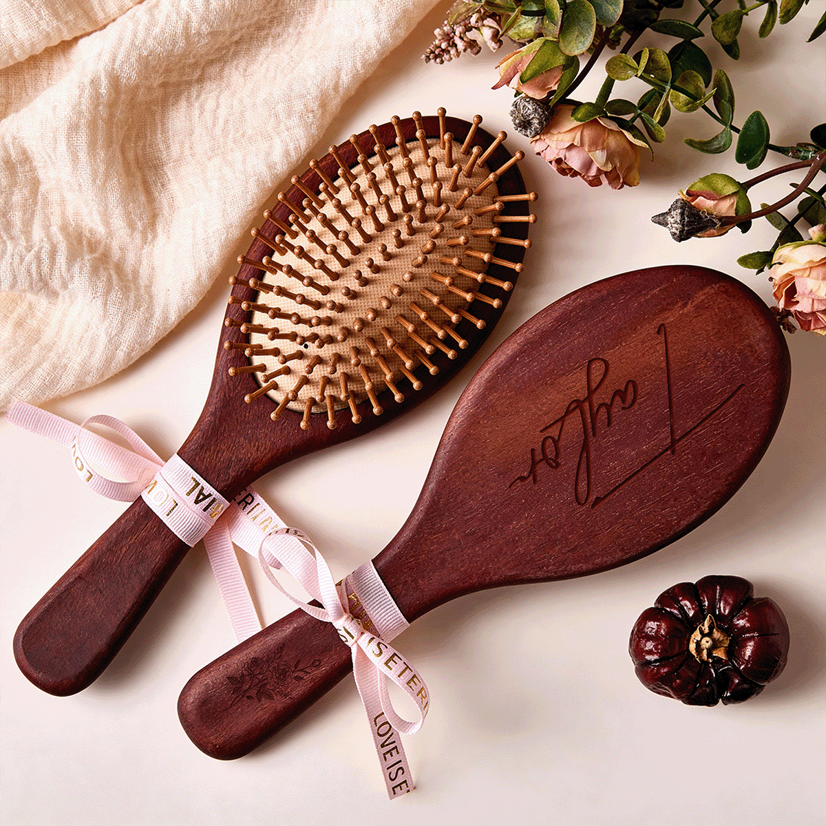 Personalized Wooden Air Cushion Hair Brush - Custom Engraved Natural Wood Massage Brush, Mother’s Day Gift
