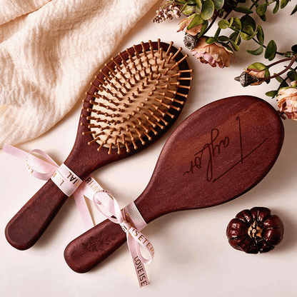 Personalized Wooden Air Cushion Hair Brush - Custom Engraved Natural Wood Massage Brush, Mother’s Day Gift