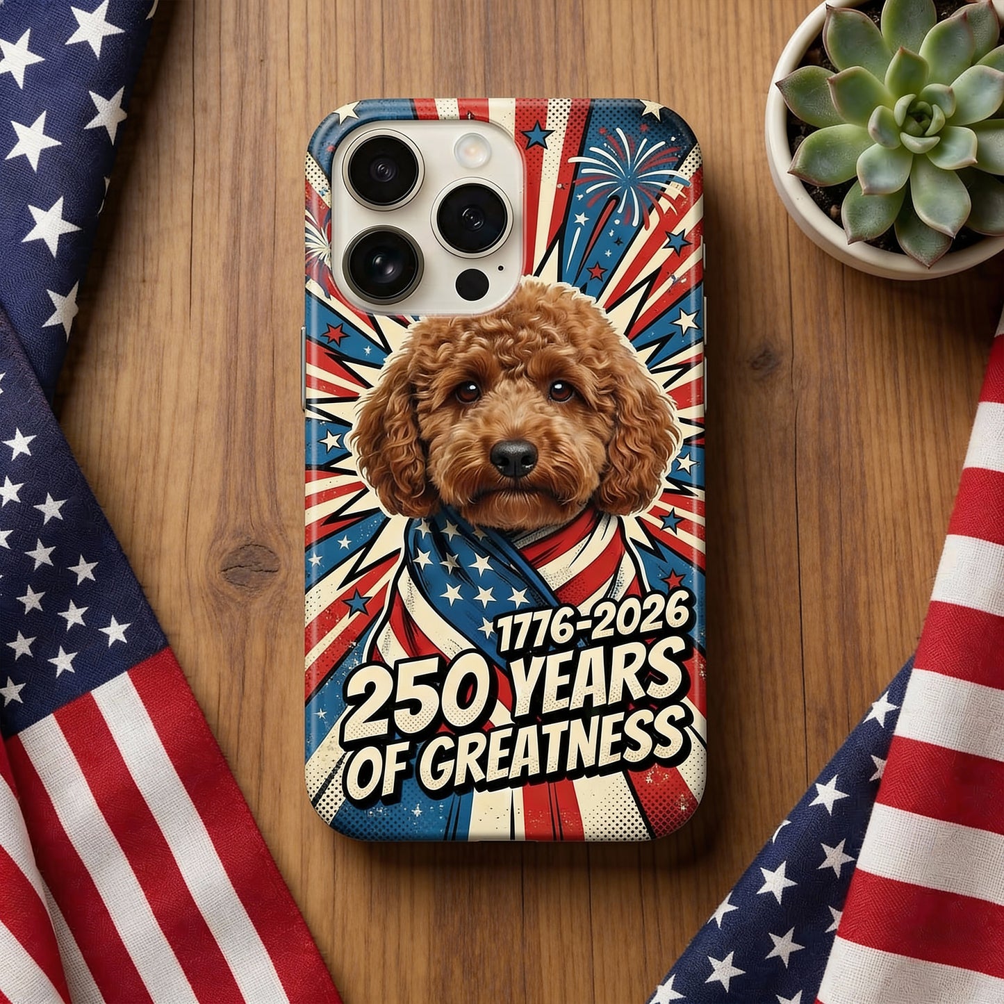 Custom Photo My Dog, Cat Loves America 250 Patriotic Phone Case