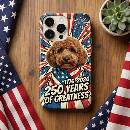 Custom Photo My Dog, Cat Loves America 250 Patriotic Phone Case