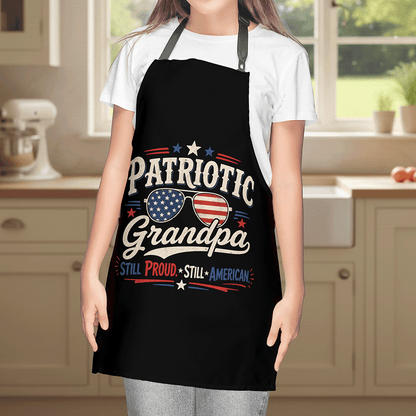 Patriotic Grandpa Still Proud Apron – Funny American BBQ Grilling Apron Gift for Grandpa