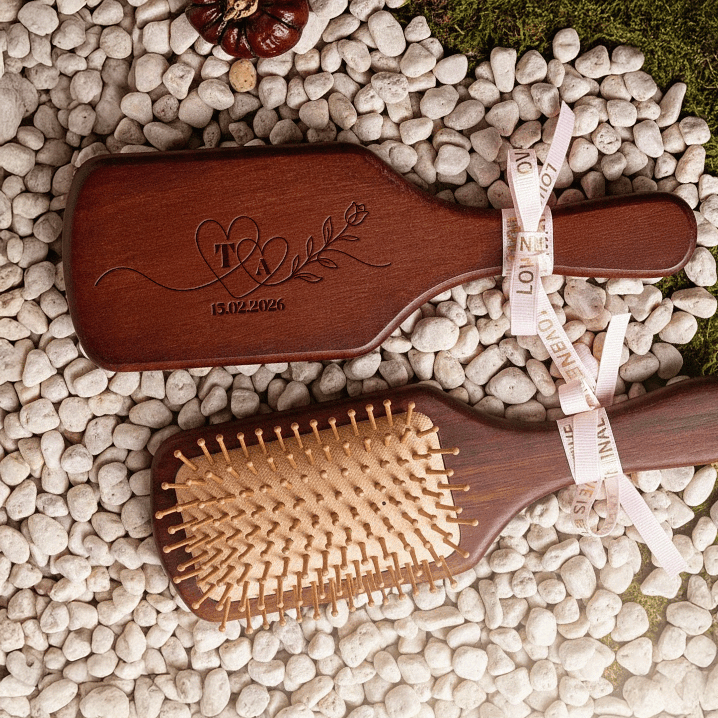 Engraved Red Sandalwood Hair Comb – Personalized Bridal Party Gift for Bridesmaids & Mom